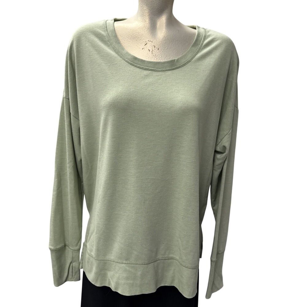 Avia Long Sleeve Athletic Sweatshirt Top Green L G 12 14 Thumbholes Activewear
